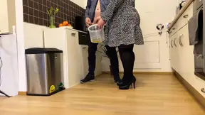 My mother-in-law helped me pee and bent over doggy style to masturbate her wet, excited pussy