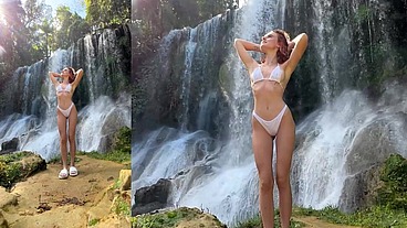 Nature’s Bliss: A Gorgeous Girl’s Oral Performance at the Waterfall Leads to Hotel Fun with Toys & Pleasure