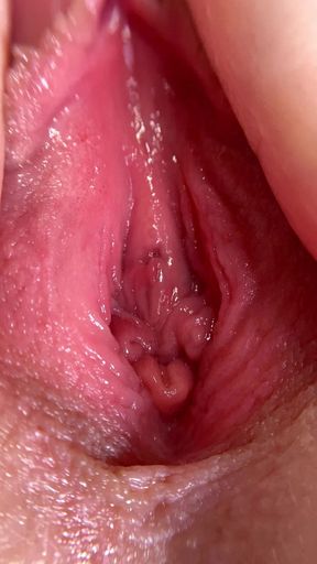 Super Close-up Wet Pink Pussy and Clit Orgasm