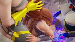 Starfire FUTA Destroys Raven Batgirl in Rough Anal Gangbang, Cumshot Filled Threesome