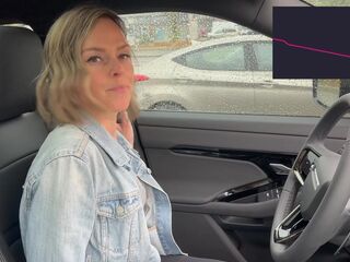 Cumming hard in public drive thru with Lush remote controlled sex toy