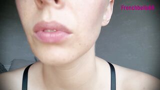 Lip and Tongue Posing Lipstick Smearing on Face