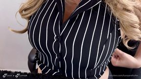 Office OLDER WOMAN's tits swell and gush milk before meeting