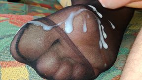 cum on Nylon Feet Close up