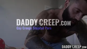 Twink stepson surprises toned stepdad with bareback Valentine's fuck