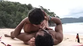 Wild beach fuck together with hot gay boys
