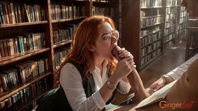 took her student to the library lounge and sucked his cock[ai]