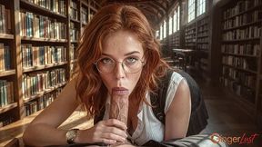 took her student to the library lounge and sucked his cock[ai]