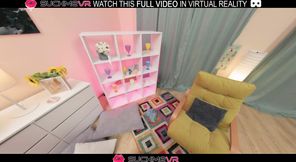 Horny brunette Emma Pikiner pleases herself with a big cock in VR.