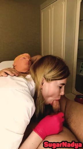 Mistress SugarNadya sucked fat dick after waxing