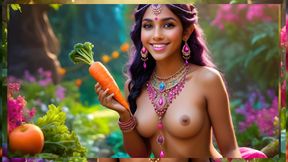 Beautiful Big Breasted Nude Indian Elf Girl with Carrot