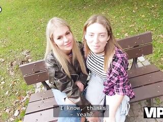 VIP4K. Nasty golden-haired lesbo didn’t watch a problem to screw on a job interview in front of her girlfriend