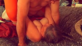 Granny Velma gets haunted by young studs for hardcore creampie sex