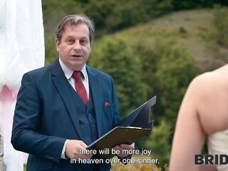 BRIDE4K. Golden-haired bride with natural breasts enjoyed a wonderful screw on her kinky wedding
