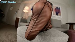 Moody back with some super sheer pantyhose socks - MOV