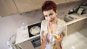 Step son fucks and cums on MILF's big natural jugs