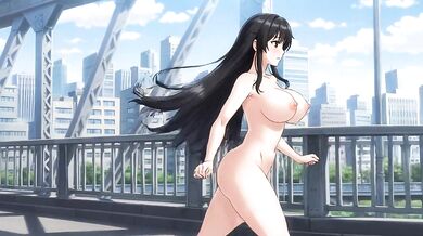 Animated Hentai Amateur Cartoon Girl Running Naked On Bridge