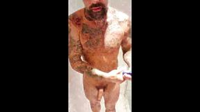 Daddy dirty has a hot soapy shower wank