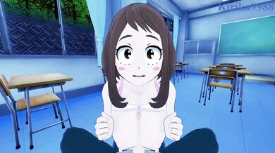 Ochako Uraraka and I have intense sex in the classroom at night. - My Hero Academia POV Hentai