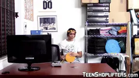 Brunette cutie fucks cop after stealing and interrogation