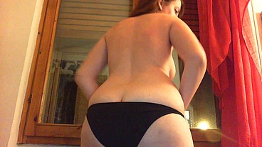Diaper under tight black panties 4K