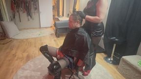 kinky hair cutting hair pulling spittingh use some pee as conditioner humiliation hair