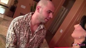 Steamy Encounter: Mature Woman Comforts Young Couple with Passionate Connection