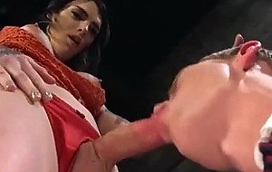Brunette ts tattooed fucking a guy