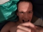 Swallowing and spitting out my cum after I gave my face a facial