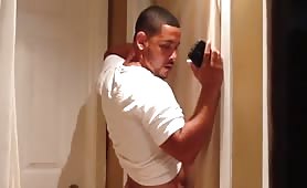 straight latin guy enjoys a good blowjob in a glory hole