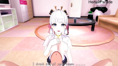 Ayaka Kamisato surrenders to tender worship in a dreamlike Genshin fantasy