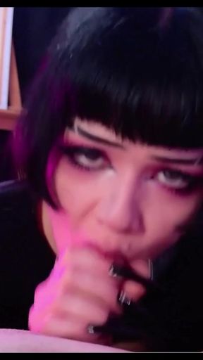 emo girlfriend giving blowjob black hair cue tattoos homemade amateur part 2   Clip 1