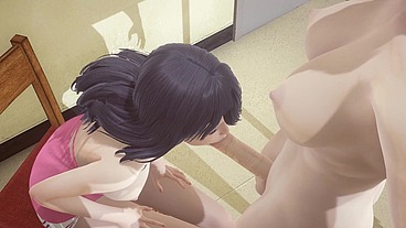 Hentai Uncensored - Futanari fucks Shoko's mouth in library - Japanese Asian Manga Anime Game Porn
