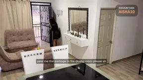 Super Hot latina Makes delivery Guy try a Monica Moments Doll and then her tight Ass, when husband is not home - Aisha & Juan