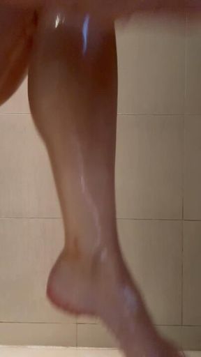 Scrubbing my feet in the shower
