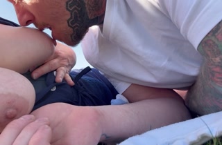 Having his feed discreetly out on a walk