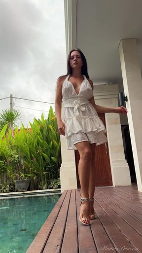 Hot Brunette Tease: Legs, Heels & Naughty Peeks