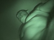 Jerking and pumping cocks at the Sauna in night vision