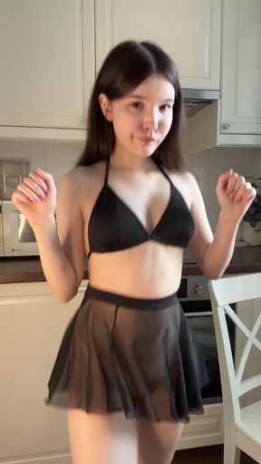 Sexy girl in bikini dancing