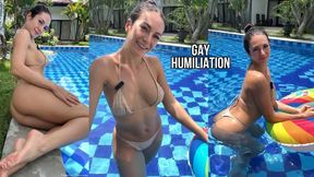 Gay Humiliation in Bikini in the Pool