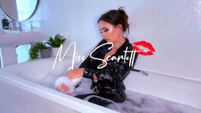Scarlett's sinful black satin & leather bathtime (WAM)