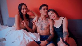 I fuck my girlfriend&#039;s friend and she discovers us! She likes it and joins us in a threesome
