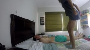 Stomach trampling and 100 JUMPS ( tiptoes)