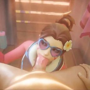 Lifeguard D.Va Sucking Cock