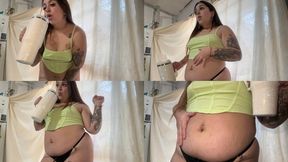 Intense hiccups + bouncing belly