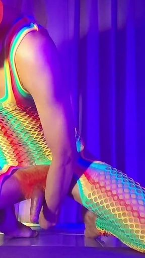 Orange Balaclava Mask Sissy Trans Dyed Pubic Hair Fuck Myself with Dildo