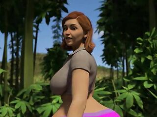 Curvy wife and Her Spouse ride during a jungle vacation