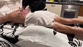 Oiled blonde MILF has intense orgasm during massage