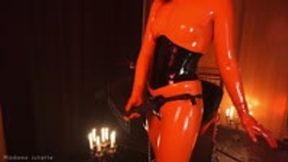 Suck the cock of red latex goddess from hell