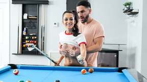 Freya Von Doom sucks firm cock and gets fucked on the pool table